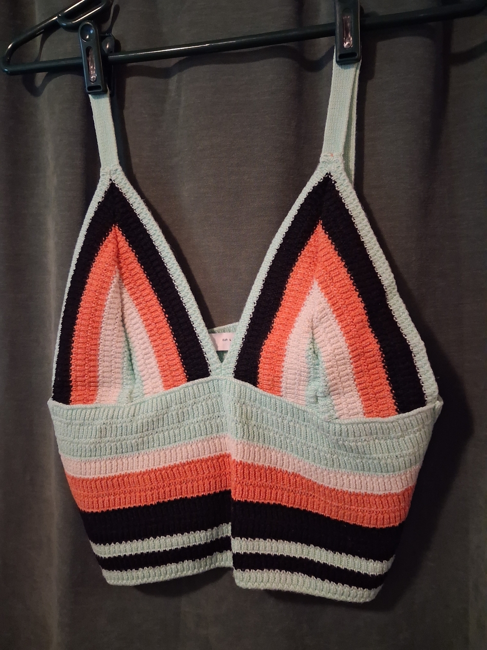 Zara Striped Crochet Crop in Mint, Coral, Pink & Black